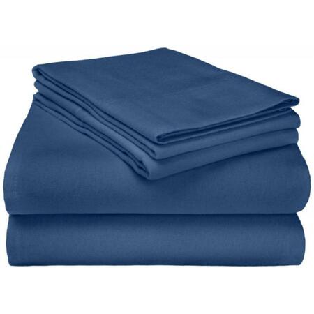 IMPRESSIONS BY LUXOR TREASURES Cotton Flannel Queen Sheet Set Solid- Navy Blue FLAQNSH SLNB
